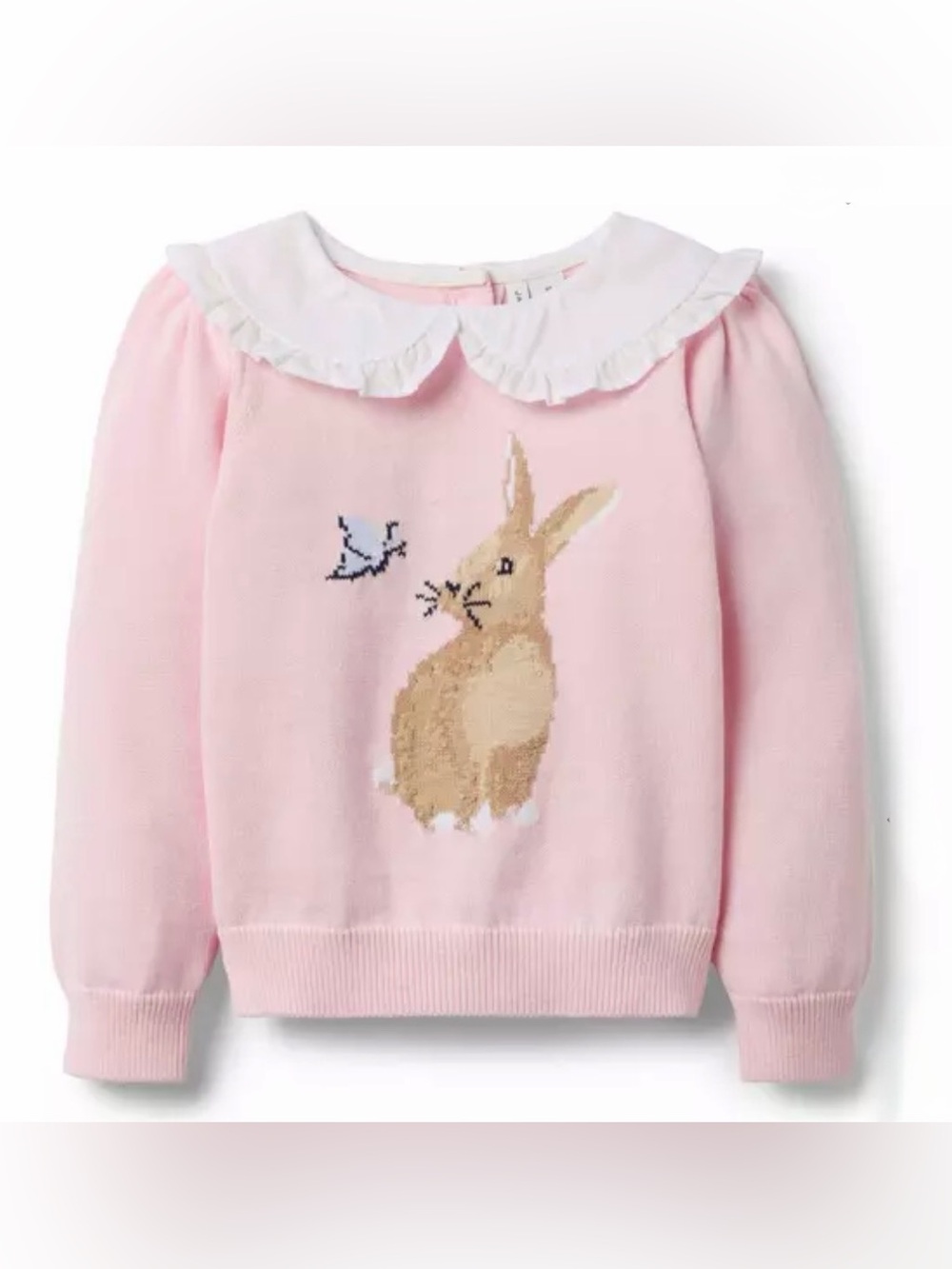 Janie & Jack | EUC - Bunny Ruffle Collar Sweater - Size 3T - Pink/White